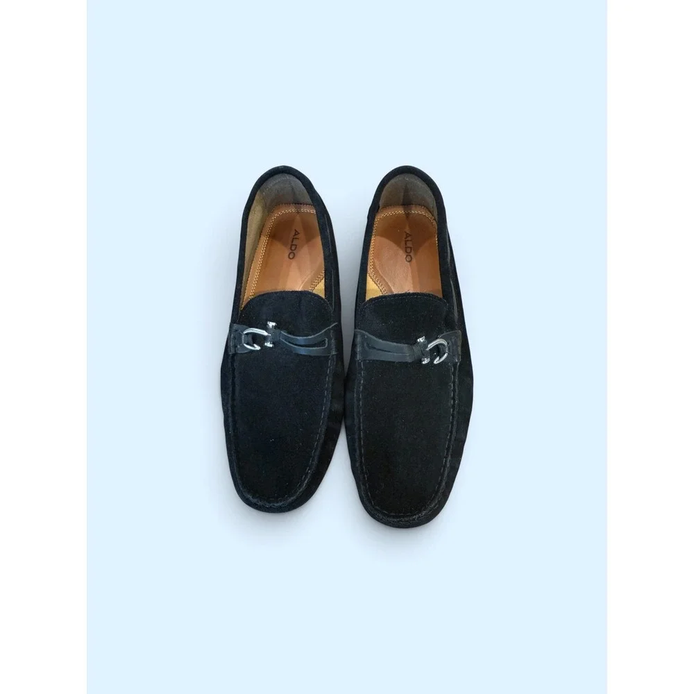 Aldo Mens Black Suede Driving Loafers Bit Strap Slip On Shoes